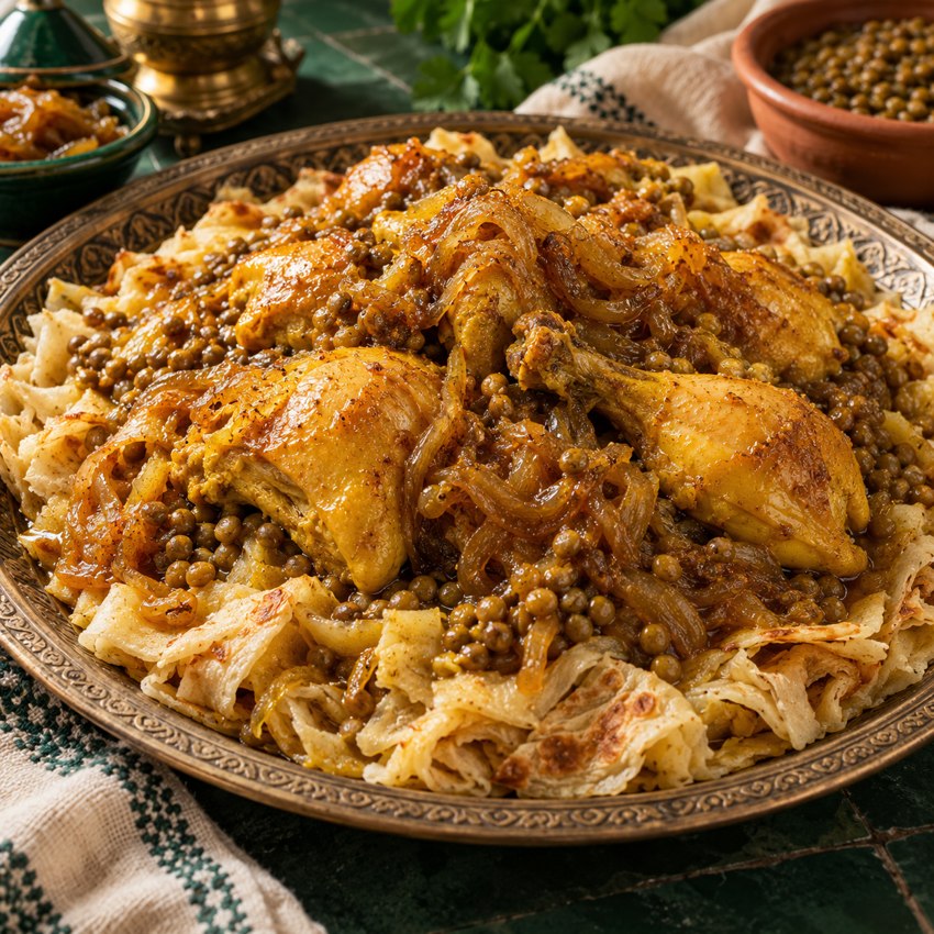 Rfissa with Chicken & Lentils
